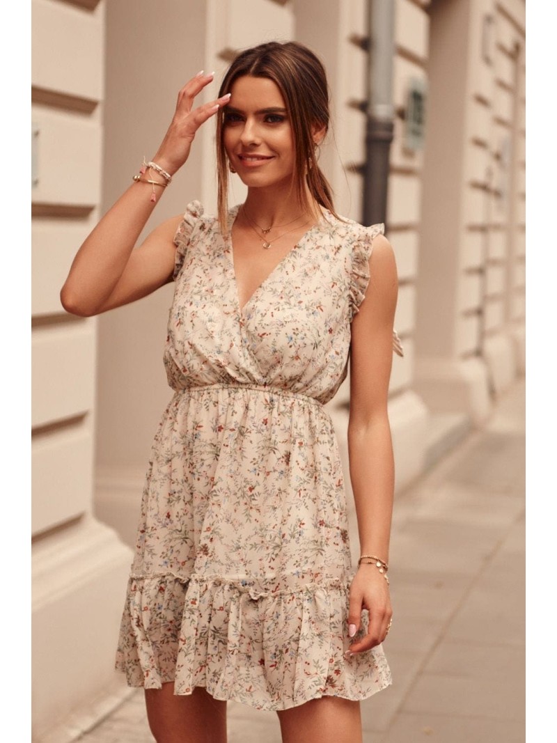 Delicate beige floral dress PR3187 - Online store - Boutique